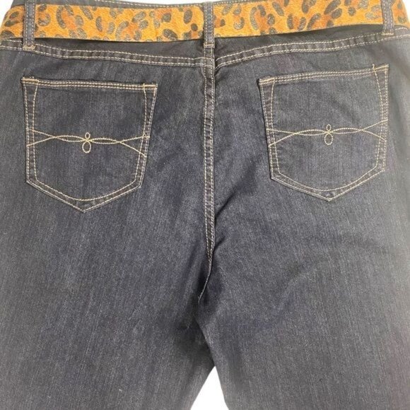 Ashley Stewart Plus Size Wide Leg Jeans w/Leopard Printed Belt Size (16) - Picture 4 of 11